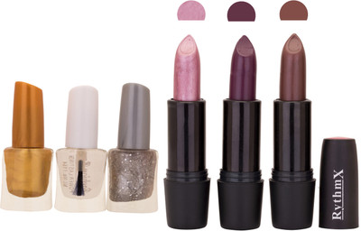 

Rythmx NEW NEON IMPORTANT NAIL POLISHES AND BLACK LIPSTICKS COMBO 058(Set of 6)