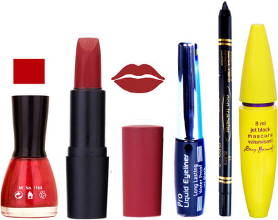 

Rythmx Lipstick, Nail Polish, Eyeliner,Black Kajal Makeup Combo Kit 1346(Set of 5)