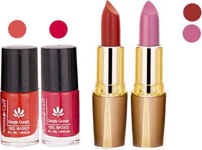 

Aroma Care Orange Nail Polish + Maroon Lipstick Combo 2907201668(Set of 4)