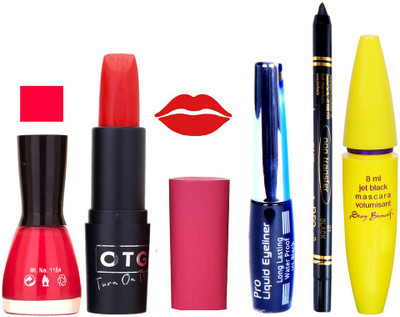 

Rythmx Lipstick, Nail Polish, Eyeliner,Black Kajal Makeup Combo Kit 1353(Set of 5)
