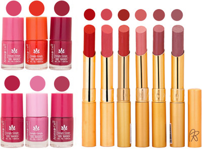 

Aroma Care Quick Dry Nail Polish and Rythm Lipstick Combo 1803201945(Set of 12)