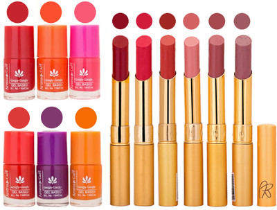 Aroma Care Nail Polish Set and Rythm Lipstick Sets ( Modern Shades) 1803201745(Set of 12)