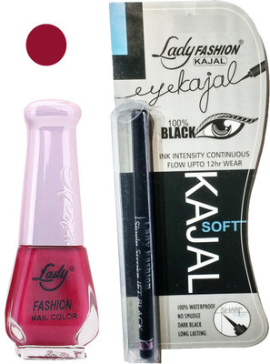

Lady Fashion Nail Polish and Kajal Combo 2010201625(Set of 2)