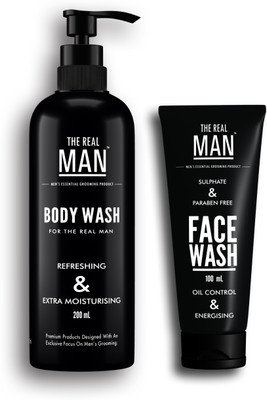 

The Real Man Skin Moisturising Body Wash (200ml) & Oil Control and Energising Face Wash (100ml)(Set of 2)