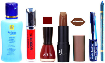 

Rythmx Remover, OTG Lipstick, Sindoor, Nail Polish,EyeLiner, Remover,Turqoise Blue Kajal, Makeup kit Combo 10036(Set of 6)