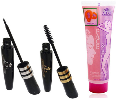 

ADS Eyeliner, Mascara, Papaya Cleansing Gel(Set of 3)