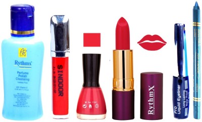 

Rythmx Lipstick ,Remover, Sindoor, Nail Polish,EyeLiner,Turqoise Blue Kajal, Makeup kit Combo 12049(Set of 6)