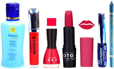 

Rythmx Remover, OTG Lipstick, Sindoor, Nail Polish,EyeLiner, Remover,Turqoise Blue Kajal, Makeup kit Combo 10054(Set of 6)