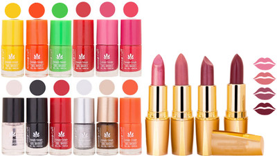 

Aroma Care Gel Nail Polish Set Quick Dry, Long Lasting and Creamy Matte Lipstick Combo 1184(Set of 16)