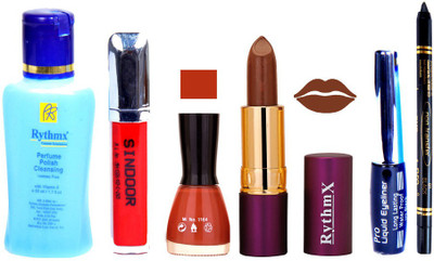 

Rythmx Lipstick ,Remover, Sindoor, Nail Polish,EyeLiner,Black Kajal, Makeup kit Combo 12086(Set of 6)