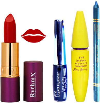 

Rythmx Lipstick ,Black Eyeliner,Kajal, Jet Mascara Makeup Combo Pack(Set of 4)