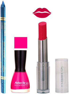 

Rythmx Lipstick , Nail Polish And Turquoise Blue Kajal Makeup Combo 1152(Set of 3)