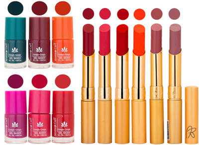 

Aroma Care Famous Combo of Nail Polish with Rythm Long Lasting Lipstick Sets 183201739(Set of 12)