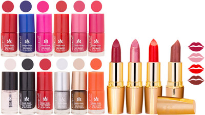 

Aroma Care Gel Nail Polish Set Quick Dry, Long Lasting and Creamy Matte Lipstick Combo 36(Set of 16)