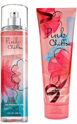 

Bath & Body Works Pink Chiffon Triple Moisture Cream 226 Gm & Body Mist 236ml(Set of 2)