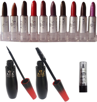 

ADS Mini Lipstick (Set of 10 - A) / Mascara / Eyeliner / Kajal(Set of 4)