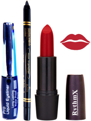 

Rythmx Rose Red Lipstick Eyeliner Kajal Combo Kit 780108(Set of 3)