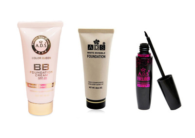 

ADS BB Cream (SPF-20) / White Invisible Foundation / Waterproof Eyeliner(Set of 3)