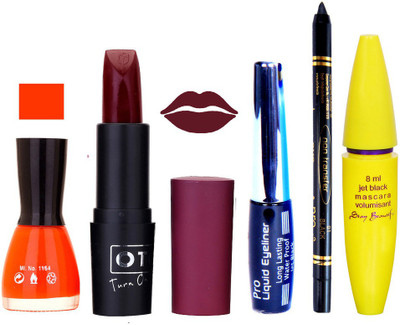 

Rythmx Lipstick, Nail Polish, Eyeliner,Black Kajal Makeup Combo Kit 1312(Set of 5)