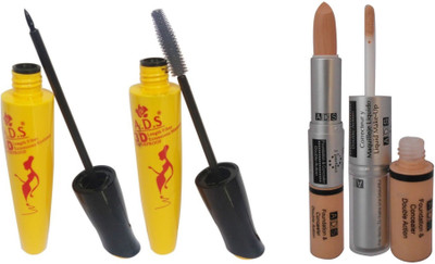 

ADS Eyliner, Mascara and Foundation & Concealer Double Action(Set of 3)