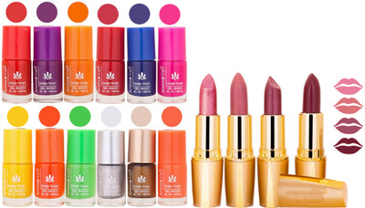 

Aroma Care Gel Nail Polish Set Quick Dry, Long Lasting and Creamy Matte Lipstick Combo 90(Set of 16)