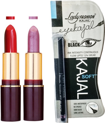 

Lady Fashion Lipstick And Kajal Combo(Set of 3)