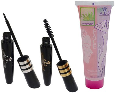 

ADS Eyeliner, Mascara, Aloe vera Cleansing Gel(Set of 3)