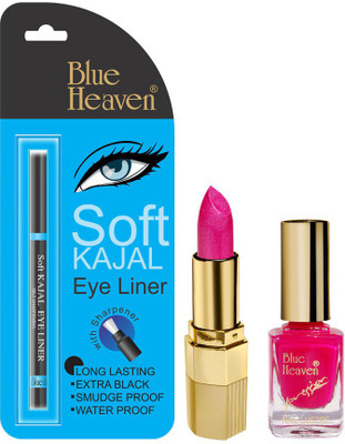 

Blue Heaven Lipstick P 064, Nail Paint 993 & Kajal Liner Combo(Set of 3)