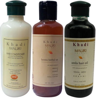 

Khadi Mauri Herbal Hair Conditioner Amla Hair Oil & Henna Shampoo Pack of 3 Ayurvedic Natural 210 ml each(Set of 3)