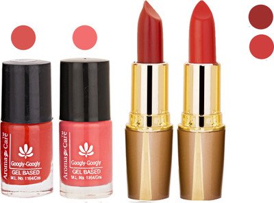 

Aroma Care Orange Nail Polish + Maroon Lipstick Combo 2907201657(Set of 4)