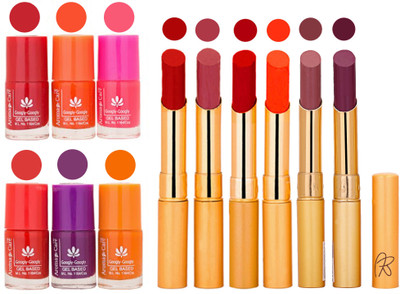 Aroma Care Nail Polish Set and Rythm Lipstick Sets ( Modern Shades) 1803201821(Set of 12)