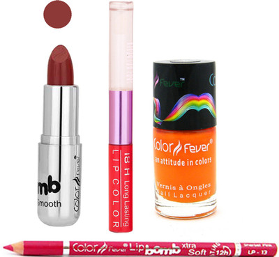

Color Fever Lipstick+ Nail Polish Combo 504(Set of 4)