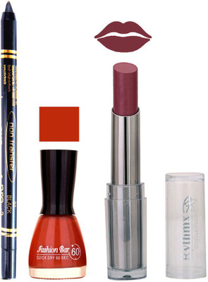 

Rythmx Lipstick , Nail Polish And Stay On Black Kajal Makeup Combo 1022(Set of 3)
