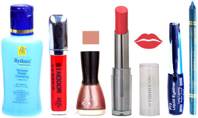 

Rythmx Lipstick And Nail Polish + Eyliner + Sindoor + Remover + Kajal Makeup Combo Pack(Set of 6)