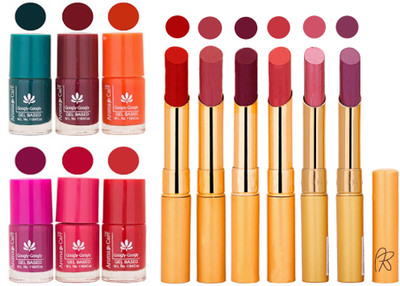 

Aroma Care Famous Combo of Nail Polish with Rythm Long Lasting Lipstick Sets 183201813(Set of 12)