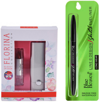 

Blue Heaven Florina Glossy Lipstick (Tempting Red) & Line Design Sketch Eyeliner(Set of 2)