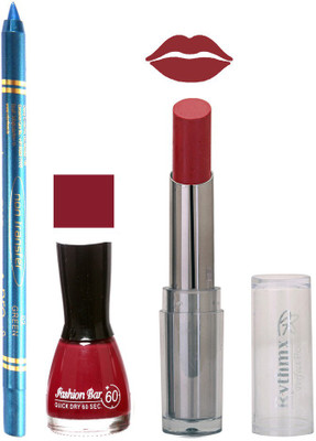 

Rythmx Lipstick , Nail Polish And Turquoise Blue Kajal Makeup Combo 1097(Set of 3)