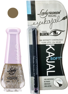 

Lady Fashion Nail Polish and Kajal Combo 2010201643(Set of 2)