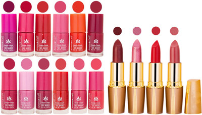 

Aroma Care Lot of 12 Insta Dri Nail Polish and Creamy Matte Rythm Lipsticks Classic Combo Set 161(Set of 16)