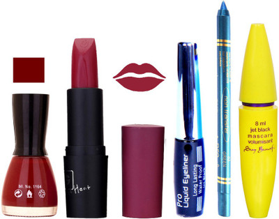 

Rythmx Lipstick, Nail Polish, Eyeliner,Turqoise Blue Kajal Makeup Combo Kit 1277(Set of 5)