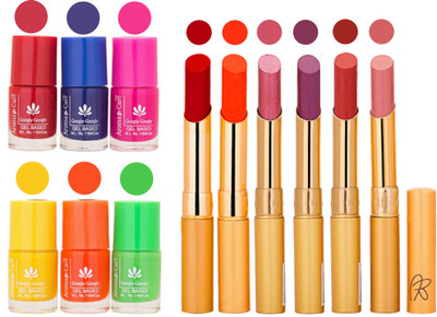 Aroma Care Makeup Women Nail Polish and Exclusive Long Lasting Lipstick Set 159(Set of 12)