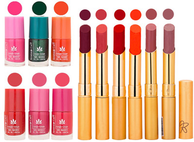 

Aroma Care Perfect Combo of Nail Polish and Rythm Lipstick Popular Shades in Wholesale Rate 2332017139(Set of 12)