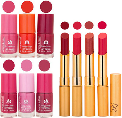 

Aroma Care Super Saver Pack : Quick Dry Nail Polish and Rythm Creamy Matte Long Lasting Lipstick Combo 03(Set of 10)