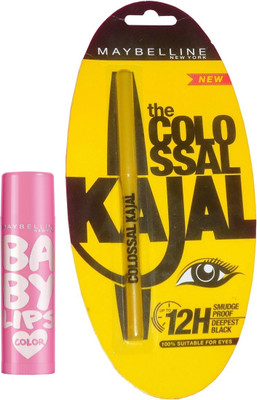 

Maybelline Baby Lips Pink Lolita and Colossal Kajal Combo(Set of 2)
