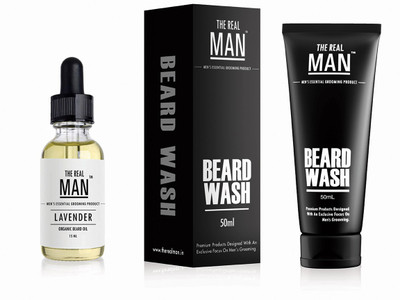 

The Real Man Beard & Mustache Hair Oil Lavender(15ml) & Wash(50g)(Set of 2)