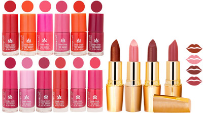 

Aroma Care Lot of 12-piece Surprise Nail Polish Set and Rythm Lipsticks Combo 88(Set of 16)