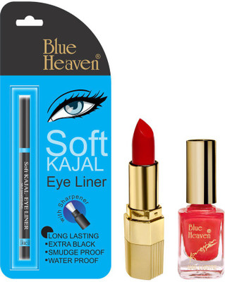

Blue Heaven Lipstick O 151, Nail Paint 991 & Kajal Liner Combo(Set of 3)