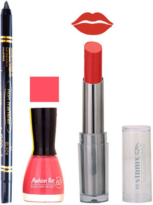 

Rythmx Lipstick , Nail Polish And Stay On Black Kajal Makeup Combo 1052(Set of 3)