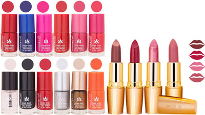 

Aroma Care Gel Nail Polish Set Quick Dry, Long Lasting and Creamy Matte Lipstick Combo 1107(Set of 16)