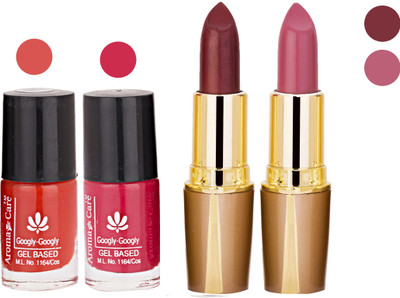 

Aroma Care Orange Nail Polish + Brown Lipstick Combo 2907201604(Set of 4)